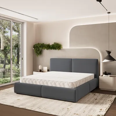 Produktbild von Masseno Polsterbett FELURO 180x200 cm, Polsterbett mit Bettkästen -Grau, SORO 97