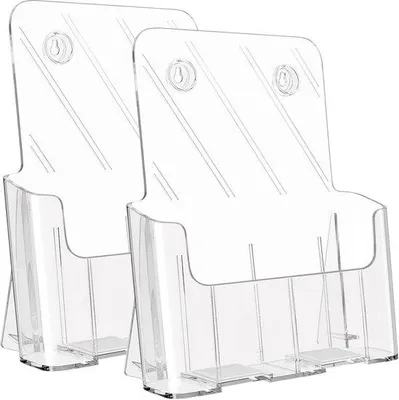 Image de Présentoirs en plastique pour documents, brochures et magazines, 8,5 x 11 cm, acrylique, lot de 2, coffret