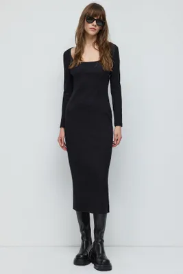 Produktbild von Langärmeliges, figurbetontes Kleid, Black, L