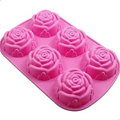 Produktbild von GKA Silikon Backform 6 Rosen Silikonform Muffinform Giessform Seifenform Seife Muffin Rose