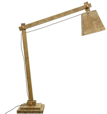 Produktbild von Casa Padrino Kiefernholz Stehleuchte Naturfarben 190 x 52 x H. 220 cm - Luxus Stehlampe mit schwarzem Kabel