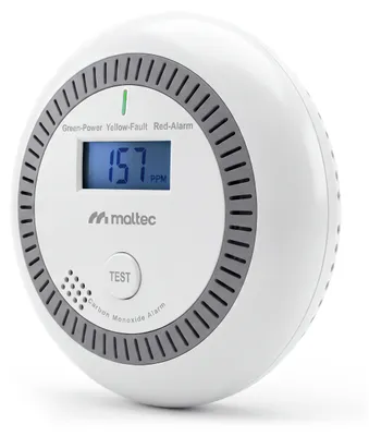 Image de Détecteur de monoxyde de carbone MalTec, détecteur de fumée, écran LCD, alarme 85 dB, capteur électrochimique, affichage en PPM, alimenté par 3 piles AA