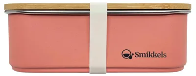 Zdjęcie produktu dla Smikkels lunch box stal nierdzewna z bambusową pokrywką różowy 900ml dzieci szkoła