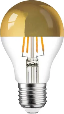 Image de Ampoule LED à filament AGL forme poire A60 tête réfléchissante dorée 8 W = 60 W E27 blanc chaud 2700 K ballast électronique
