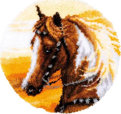 Produktbild von Auslaufmodell Vervaco Knüpfteppich "Westernpferd", Knüpfbild vorgezeichnet, Diam. 55cm