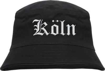 Produktbild von Köln Fischerhut - Altdeutsch - bestickt -  Bucket Hat Anglerhut Hut Schwarz L/XL