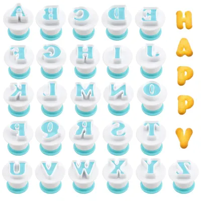 Buchstaben-Ausstechformen für Fondant, 10-teilig, Kunststoff