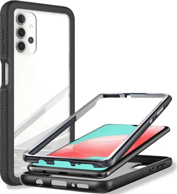 Image de Etui pour Samsung Galaxy A32 5G, protection complète du corps avec protecteur d'écran, bumper TPU transparent résistant aux chocs