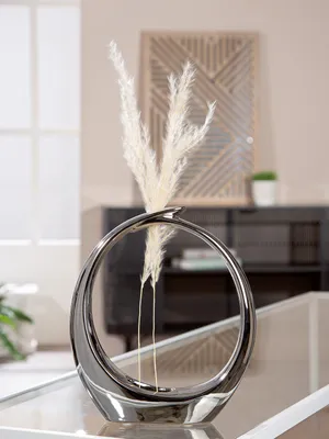Obrázok produktu pre Gilde Vase, Round, Keramik, silberfarben, VE 3 Höhe: 20.00 cm Breite: 17.00 cm Tiefe: 5.00cm 55951