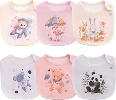 Produktbild von Baby Lätzchen Set von 6, wasserdicht Baumwolle, für Jungen und Mädchen, zum Essen