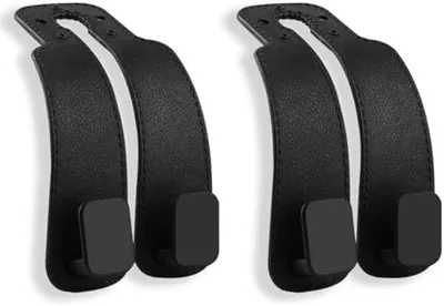 Immagine prodotto di Ultiluxe Ganci per poggiatesta auto - Doppio gancio - Organizer auto - Pelle - Design salvaspazio - Funzionalità - 2 pezzi - Nero