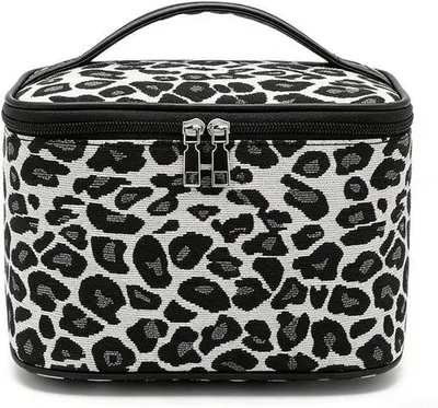 Produktbild von Kosmetiktasche mit Leopardenmuster, für Damen, Kosmetiktasche mit Leopardenmuster, Reisekosmetiktasche, große Kapazität