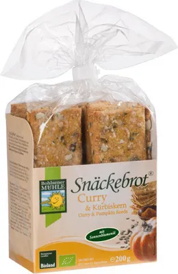 Produktbild von Bohlsener Mühle Snäckebrot Curry & Kürbiskern -- 200g