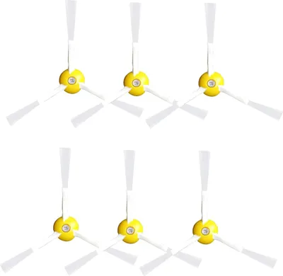 Six replacement side brushes for a robot vacuum cleaner, arranged in two rows of three.