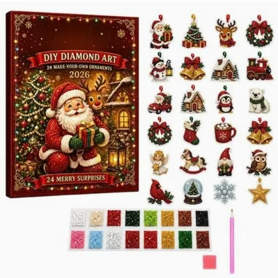 Produktbild von DIY Diamantmalerei Weihnachtsdeko Set - Weihnachtsbaumschmuck zum Aufhängen - Weihnachtsschmuck mit Harzdiamanten - Tisch-,Fenster- & Wanddekoration