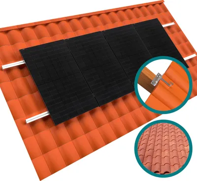 Produktbild von Solar Montageset Ziegeldach 2-Module Silber 8cm