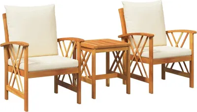 Produktbild von Gartensofa-set mit Kissen 3 pcs Öl-Natur Massivholz Akazie
