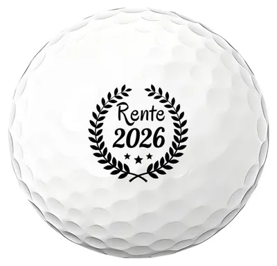 Produktbild von Golfball "Hallo Rente 2026" Surlyn/Synthetischer Kautschuk Weiß 42,6 mm 1 Stück
