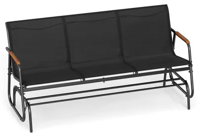 Produktbild von 3 Sitzer Gartenbank Schaukelbank Metall wetterfest 450 kg belastbar Schwarz 169 x 74 x 84 cm