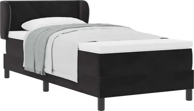 Zdjęcie produktu dla Łóżko sprężynowe Z zagłówkiem Czarny 100 x 200 cm Aksamit