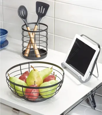 Image de Support pour ustensiles de cuisine - 15,24 x 15,24 x 17,78 cm - Argent mat