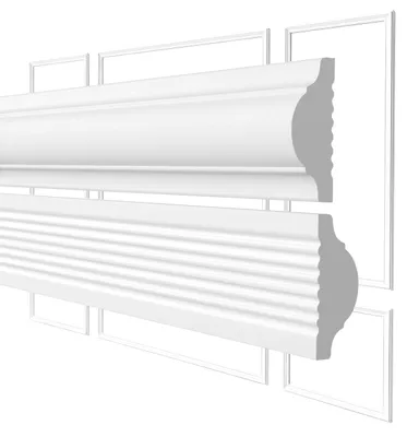Produktbild von Wandvertäfelung Set QUEST 40x20 mm, PS Zierleisten 24-teilig für 6 Rahmen, englische Wandvertäfelung Landhausstil, LSCK, weiß, 200 cm