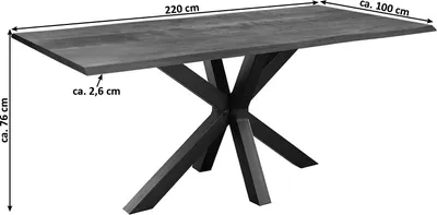Produktbild von SAM® Esstisch Baumkante massiv Akazie nussbaum 220 x 100 schwarz SPYRO