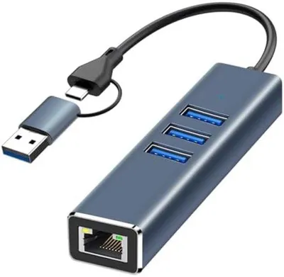 Produktbild von USB 3.0 Ethernet-Adapter mit 3 x USB 3.0 - 1000 Mbps Gigabit-LAN-Netzwerkadapter für Windows und Mac