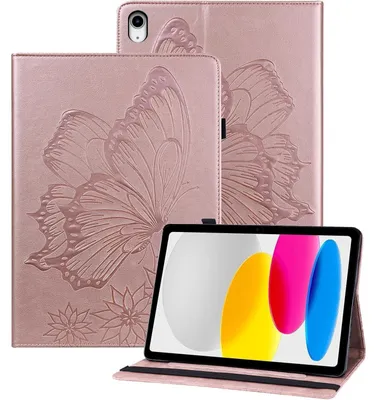 Immagine prodotto di Custodia protettiva per iPad di 10ª generazione, 10,9 pollici, color rosa oro, in ecopelle, con tasca per carte e funzione stand