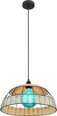 Produktbild von RGB LED Hängeleuchte, Rattan, Gittergeflecht, schwarz, braun, H 120cm