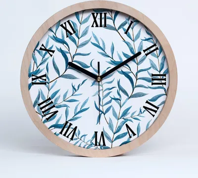 Produktbild von Holzuhr 20fi cm wanduhr - schwarze Spitzen - Blätter