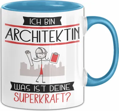 Produktbild von Architektin Geschenk Tasse Ich Bin Architektin Was Ist Deine Superkraft Geschenkidee Lustig Geburtstag Weihnachten (Blau)