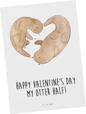 Produktbild von Mr. & Mrs. Panda Ansichtskarte Otter Valentine - Weiß - Geschenk, Ansichtskarten, Jahrestag, für Frauen, Kunstkarten, Fotokarte, Freundin, Hochzeitstag, Postkarten