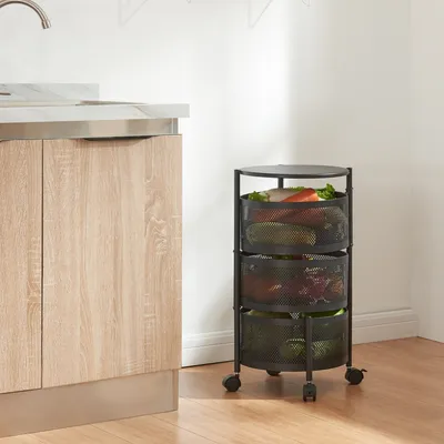 Produktbild von Rollwagen 'Steigen' Servierwagen mit 3 Ebenen 59,5xØ33cm Schwarz