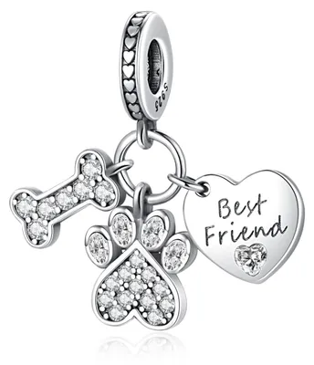 Produktbild von 925 Sterling Silber Anhänger mit Kristall, 1 Set mit Abstandskugeln, für Armbänder und Ketten