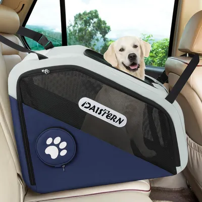Produktbild von Faltbare Hundetransportbox für Reisen & Auto, Softbox für kleine & mittelgroße Hunde, Robust, Sicher, Komfortzugang, Blau