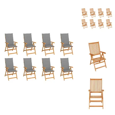 Produktbild von vidaXL Garten-Liegestühle mit Kissen 8 Stk. Massivholz Teak -  Gartenstühle