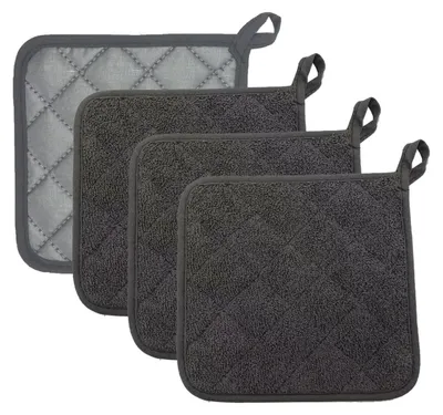 Obrázek produktu pro Chňapky, sada 4 kusů, žáruvzdorné do 298 °C, 18 x 18 cm, tmavě šedé, na pečení a grilování