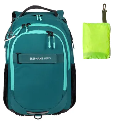 Produktbild von Schulrucksack Jungen Mädchen Elephant Hero Signature Schultasche Schulmappe Schule Rucksack 13205 Solid Petrol Grün + Regencover