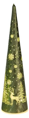 Produktbild von formano LED Deko-Baum 35cm Frosty-Grün, Timer 6h/18h, Glas, Weihnachtsdeko