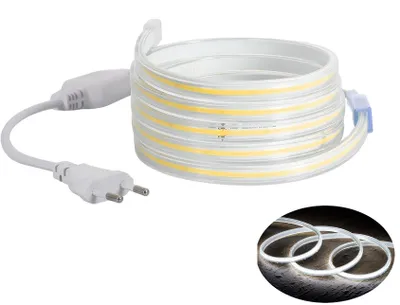 Produktbild von 05 Meter, kaltweiß 6000K COB LED Strip Streifen Set, IP20 Netzkabel ohne Schalter.(240LEDs/M, Teilmöglichkeit aller 10 cm)