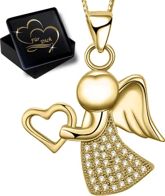 Produktbild von Goldene Frauen Mädchen Engel Halskette mit Anhänger echt 925 Sterling Silber K797+V11+50cm