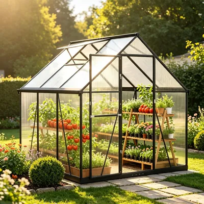 Productafbeelding van Kas, 175 x 168 x 194 cm, polycarbonaat, aluminium, UV-bescherming, zwart