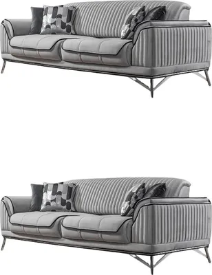 Produktbild von Villa Möbel Sofa Set Bond Grau Stellvariante:3+2 Relax- und Bettfunktion, pflegeleichter Mikrofaser Samtstoff