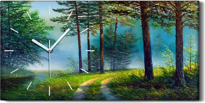 Produktbild von Dekor Leinwand Uhr Wandbilder Geräuschlos 60x30 Malerei Wald Bäume Natur - weiße Hände