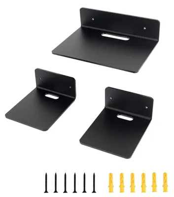Acryl-Wandregal-Set, 3 schwebende schwarze Regale, 14×12 & 23×16,5 cm