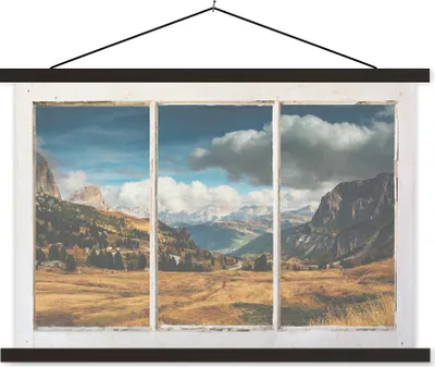 Produktbild von MuchoWow® Textilposter Aussicht - Landschaft - Hügel 120x80 cm mit schwarzem Rahmen - Wanddeko