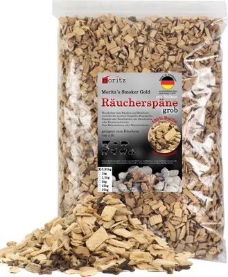 Produktbild von Moritz 0,85kg Räucherspäne Buche mit Nelke grob 6 -12 mm Räuchern I Kalträuchern von Fisch Fleisch Wurst Käse Gemüse auch für BBQ I Grill - Räuchermehl
