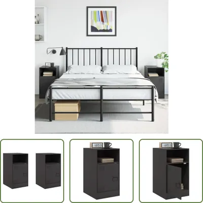 Produktbild von The Living Store Nachttische 2 Stk. Schwarz 34,5x39x62 cm Stahl