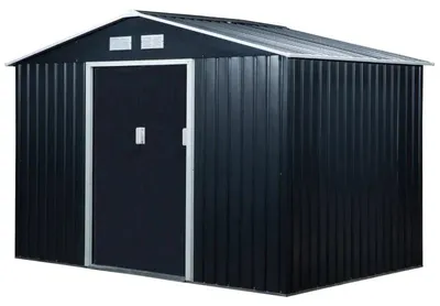 Immagine prodotto di Capanno da giardino in metallo con porte scorrevoli | Colore: grigio scuro | Dimensioni: 195x277x192 cm